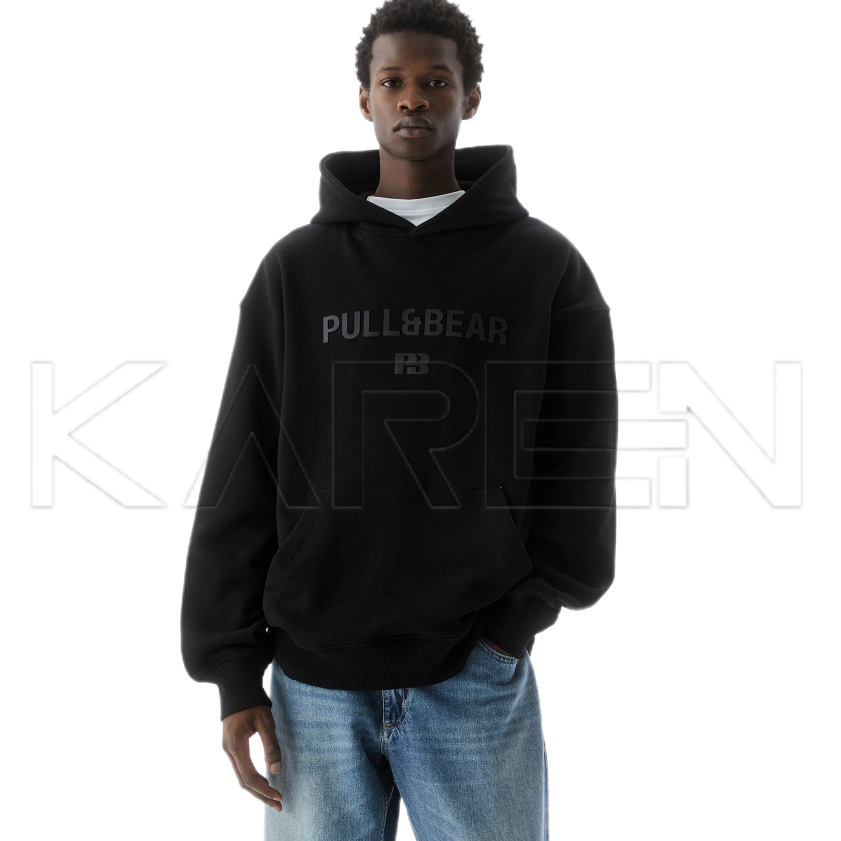 هودی مشکی توکرکی چاپ ژلاتینی  یونیسکس از بـرند پل اند بیر کد۱۵۶ | 🇪🇸Pull&bear