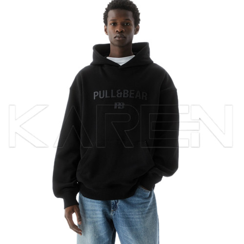 هودی مشکی توکرکی چاپ ژلاتینی یونیسکس از بـرند پل اند بیر کد۱۵۶ | 🇪🇸Pull&bear
