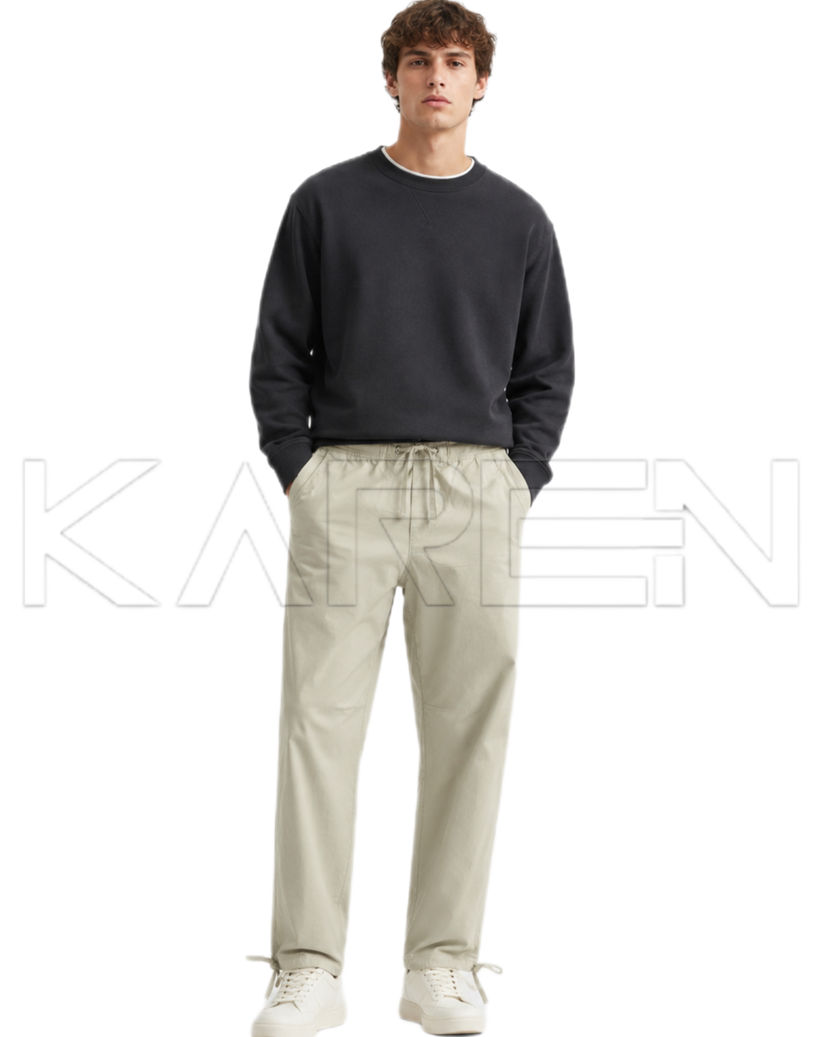شلوار کتان کمرکشدار مردانه سبز پاستیلی | 🇪🇸Pull&bear