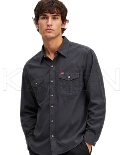 پیراهن مشکی آستین بلند لینن مردانه | 🇺🇸Wrangler