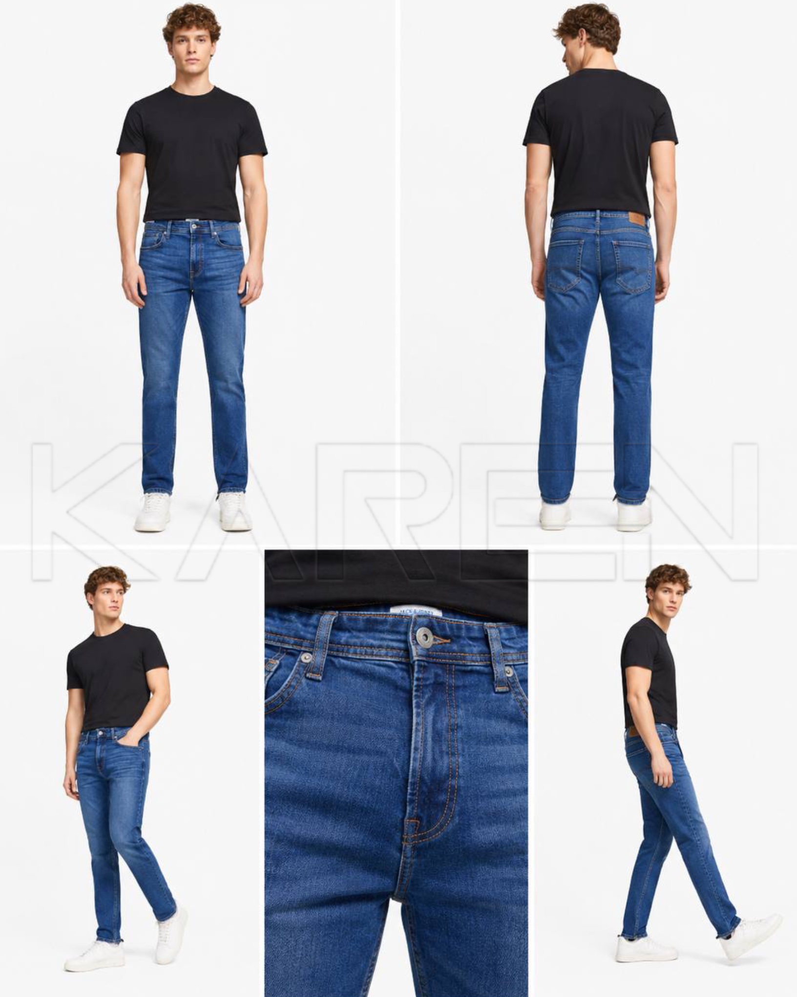 شلوار جین راسته ی مردانه آبی تیره ‌| 🇩🇰jack&jones