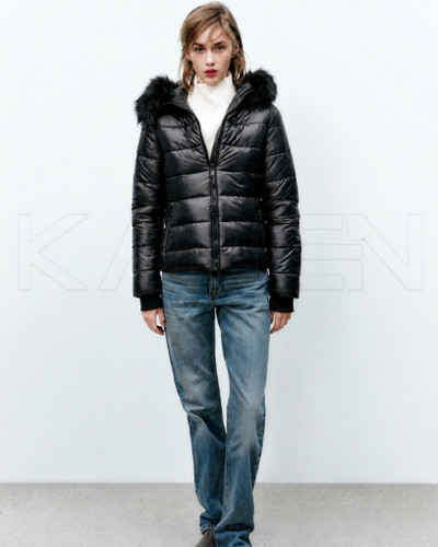 کاپشن کلاهدار الیاف زنانه مشکی | 🇪🇸Zara