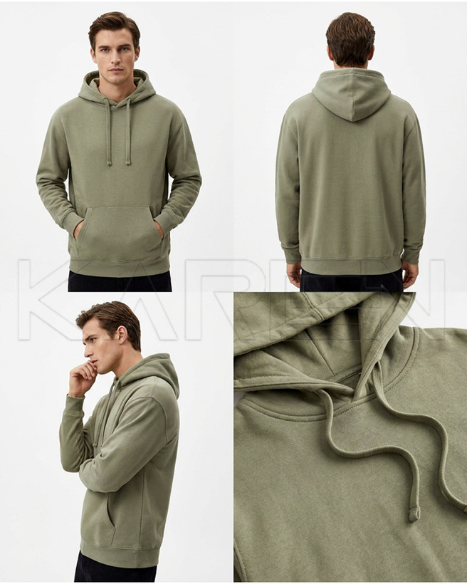 هودی گرم بالای نخ پنبه یونیسکس زیتونی از بـرند پل اند بیر کد۱۷۴ | 🇪🇸Pull&bear